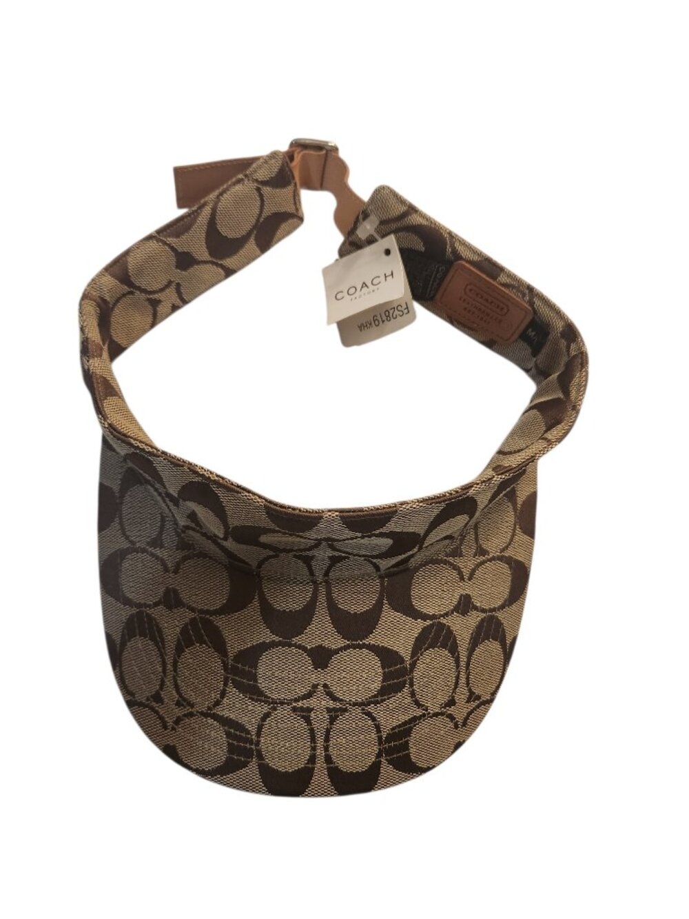 NWT Coach Women's Brown Tan Signature C Visor Hat Vintage Adjustable Strap